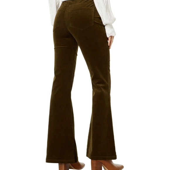 PAIGE - NWT! Genevieve Flare Jeans in Dark Brushed Olive Corduroy - Picture 2 of 9